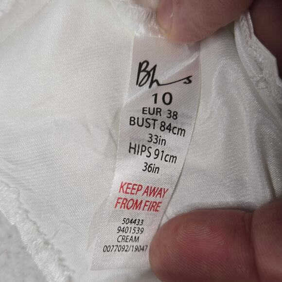 BHS Satin Nightgown Lingerie Chemise S Slip Sheer 80s 90s Vtg Nightie White - Picture 5 of 9